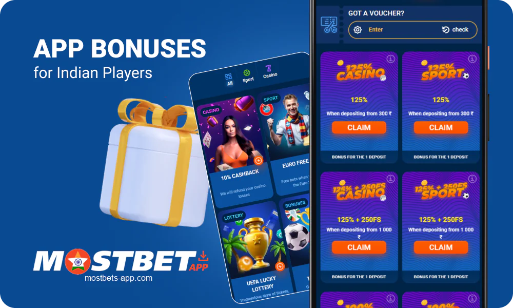 Bonuses and promotions in the Mostbet India app